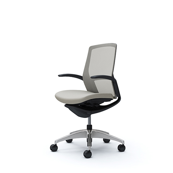 オカムラ フィノラチェア ミドルバック 座クッション ブラックパネル ポリッシュ脚 デザインアーム C743AR-F1G/C743AR-F1H