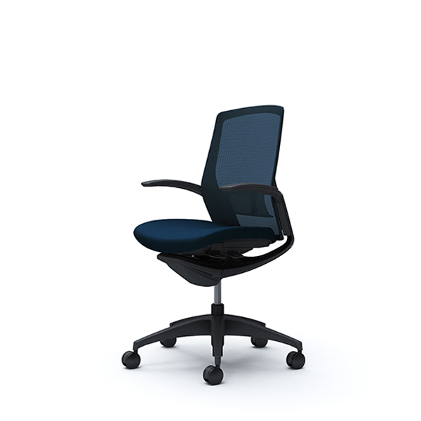 オカムラ フィノラチェア ミドルバック 座クッション ブラックパネル ブラック脚 デザインアーム C743MS-F1G/C743MS-F1H