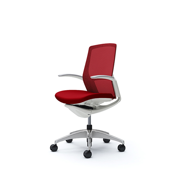 オカムラ フィノラチェア ミドルバック 座クッション ホワイトパネル ポリッシュ脚 デザインアーム C743CW-F1G/C743CW-F1H