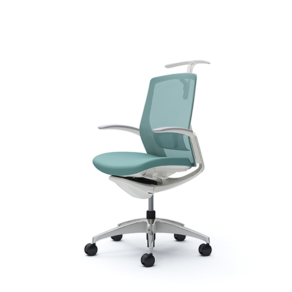 オカムラ フィノラチェア ミドルバック 座クッション ホワイトパネル ポリッシュ脚 デザインアーム C744CZ-F1G/C744CZ-F1H