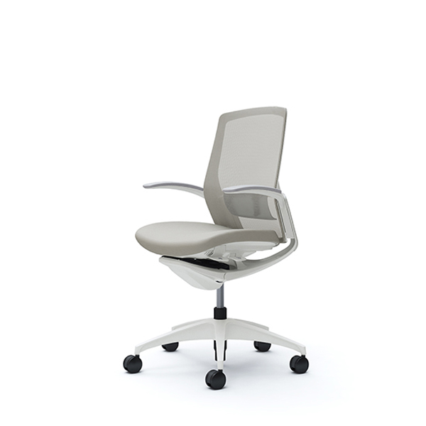 オカムラ フィノラチェア ミドルバック 座クッション ホワイトパネル ホワイト脚 デザインアーム C743WZ-F1G/C743WZ-F1H