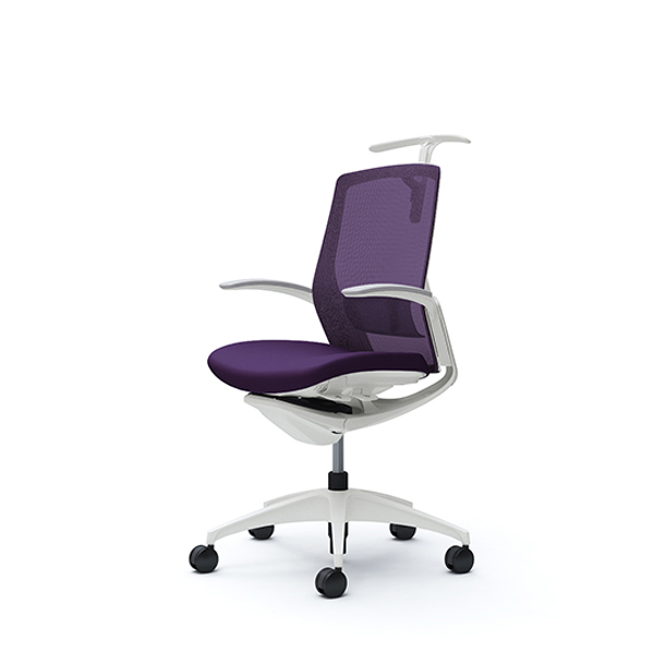 オカムラ フィノラチェア ミドルバック 座クッション ホワイトパネル ホワイト脚 デザインアーム C744WZ-F1G/C744WZ-F1H