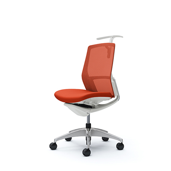 オカムラ フィノラチェア ミドルバック 座クッション メッキパネル ポリッシュ脚 肘なし C734BW-F1G/C734BW-F1H