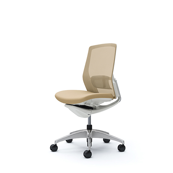 オカムラ フィノラチェア ミドルバック 座クッション メッキパネル ポリッシュ脚 肘なし C733BZ-F1G/C733BZ-F1H