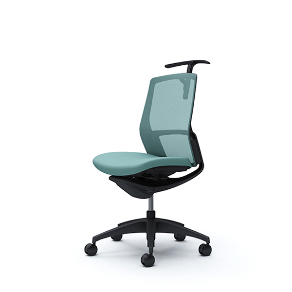 オカムラ フィノラチェア ミドルバック 座クッション ブラックパネル ブラック脚 肘なし C734MR-F1G/C734MR-F1H