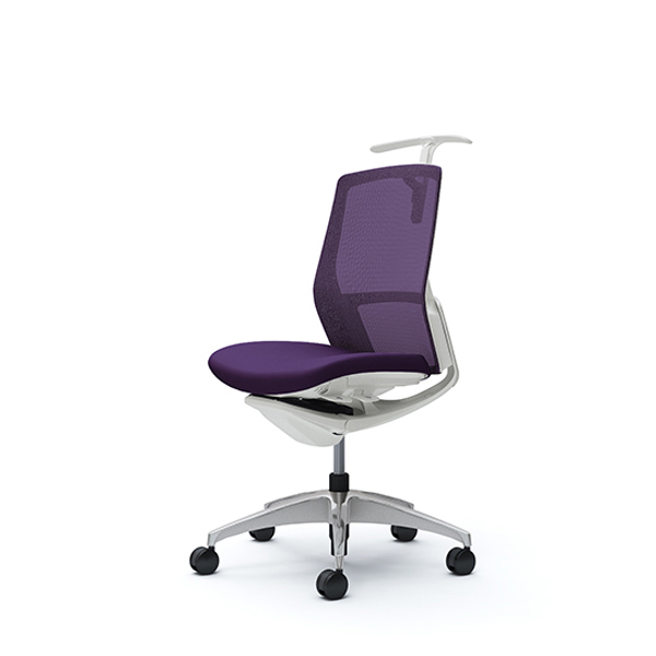 オカムラ フィノラチェア ミドルバック 座クッション ホワイトパネル ポリッシュ脚 肘なし C734CW-F1G/C734CW-F1H