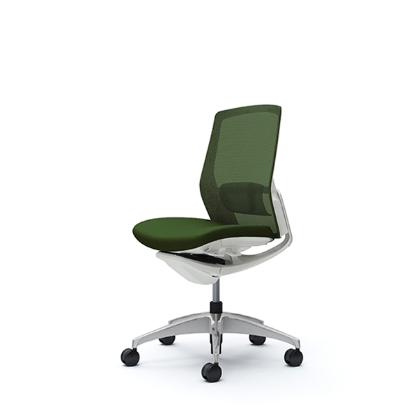 オカムラ フィノラチェア ミドルバック 座クッション ホワイトパネル ポリッシュ脚 肘なし C733CZ-F1G/C733CZ-F1H