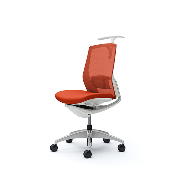 オカムラ フィノラチェア ミドルバック 座クッション ホワイトパネル ポリッシュ脚 肘なし C734CZ-F1G/C734CZ-F1H