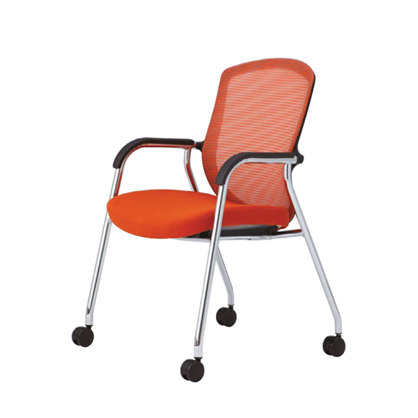 オカムラ コンテッサセコンダ ゲストチェア 4本脚キャスター付 座クッション メッキフレーム CC73BR/CC73BW