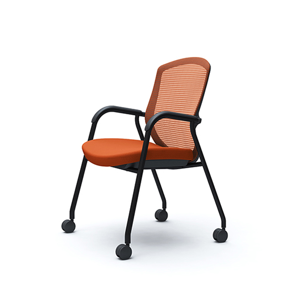 オカムラ コンテッサセコンダ ゲストチェア 4本脚キャスター付 座クッション ブラックフレーム ブラックボディ CC73MR