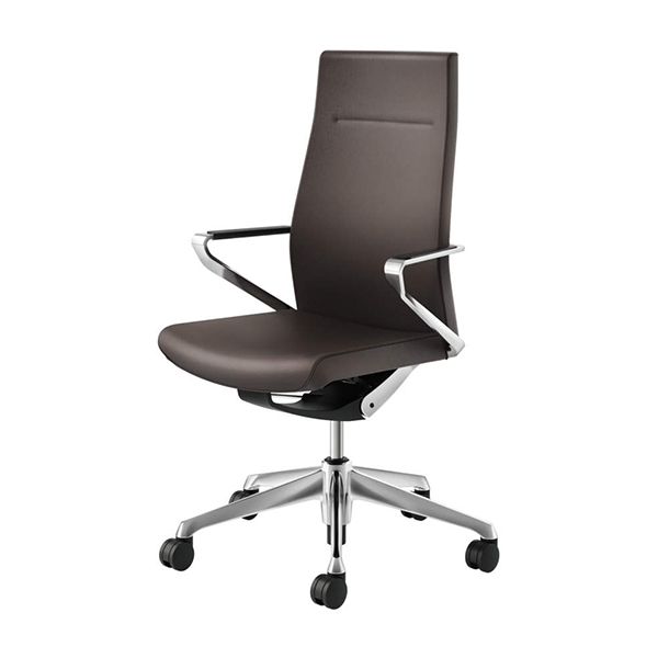 オカムラ デルブチェア (Delv) 肘カバー付 ポリッシュ レザー L686EA