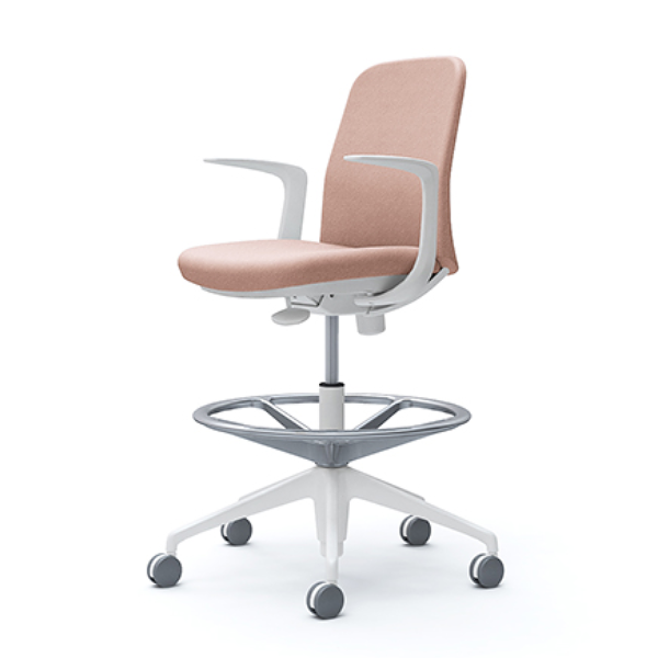 オカムラ ライブエントリーチェア ハイチェア デザインアーム ボディカラーホワイト 張材インターロック CD23JW-FXW