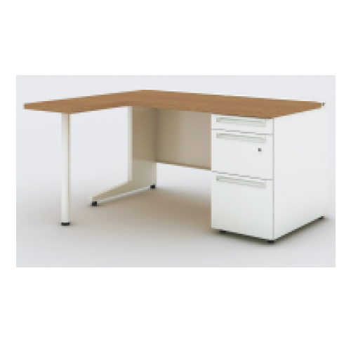 プラス US-W L型片袖デスク A-3段袖 D700 多量収納タイプ 左用 UR-1412WAL-3-7L