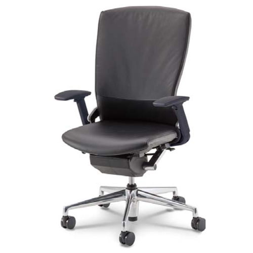 ウチダ パルス(Pulse)チェア 本革張り 背樹脂カバータイプ アジャスタブル肘付 PA-920L 5-346-9610