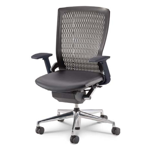 ウチダ パルス(Pulse)チェア 本革張り メッシュバックタイプ アジャスタブル肘付 PA-920M 5-346-9600