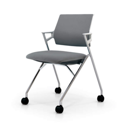 コクヨ ピエガ　ミーティングチェア　背クッション　ホワイトシェル　肘付き　メッキ脚　CK-M722PAW/CK-M722E6