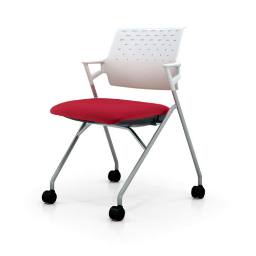 コクヨ ピエガ　ミーティングチェア　背樹脂　ホワイトシェル　肘付き　塗装脚　CK-720PAW/CK-720E6