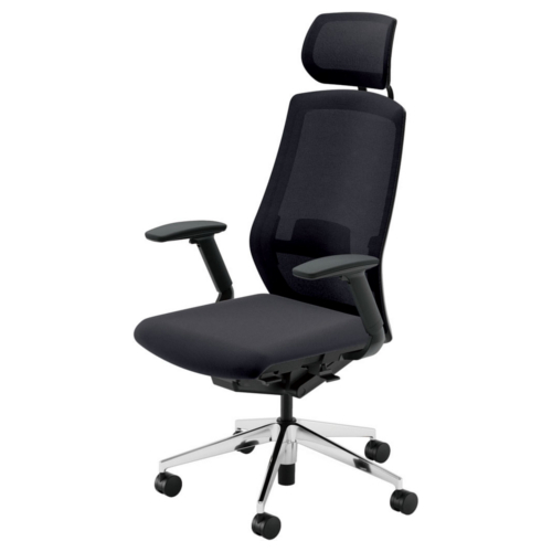 内田洋行 セレッツァチェア 背ミックスドメッシュ ヘッドレスト付 アジャスタブル肘付(EFAW型) ランバー付 ポリッシュ脚 5-362-824