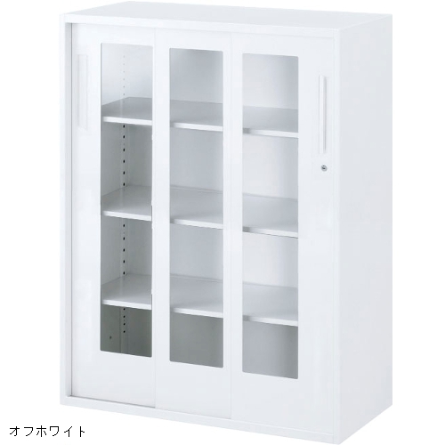 ウチダ ハイパーストレージ 3枚ガラス引違い書庫 下置き W900×D400×H1200 5-823-6122／5-823-6120