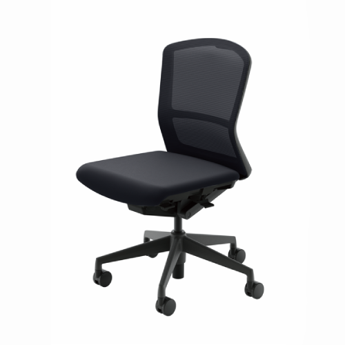 ウチダ エルフィチェア メッシュバック ブラックフレーム ミドルバック ブラック脚 肘無 ナイロンキャスター ELA2-300M-BS 5-354-0020