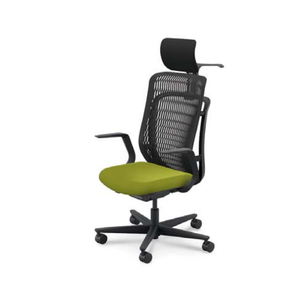 内田洋行 AJチェア2 ヘッドレスト付 L型肘 ハンガー付 ウレタンキャスター 5-372-714/5-372-614/5-372-514