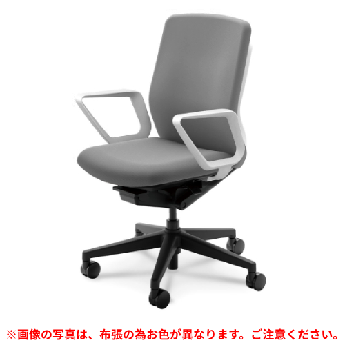 ウチダ クレネチェア ハイバック L型肘 ホワイト／ブラック脚 ホワイトシェル ウレタンキャスター 5-377-414/5-377-614