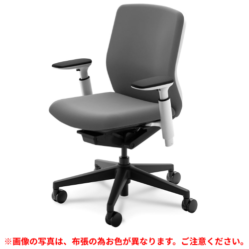 ウチダ クレネミドルバック アジャスタブル肘 ホワイト／ブラック脚 ホワイトシェル ナイロンキャスター 5-377-343/5-377-543