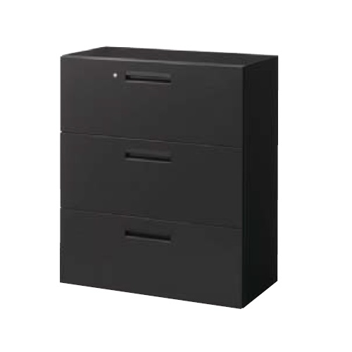 ウチダ ハイパーストレージ ブラックタイプ ラテラルキャビネット 一括施錠 下置き HSLA-10(C) 3段 5-821-7351