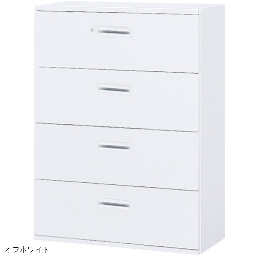 ウチダ ハイパーストレージ　4段ラテラル書庫 下置き W900×D400×H1200 5-821-7442／5-821-7440