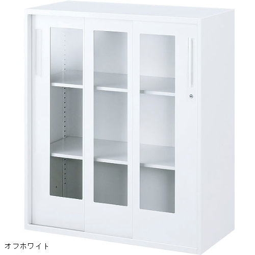 ウチダ ハイパーストレージ 3枚ガラス引違い書庫 下置き W900×D450×H1050 5-825-6102／5-825-6100