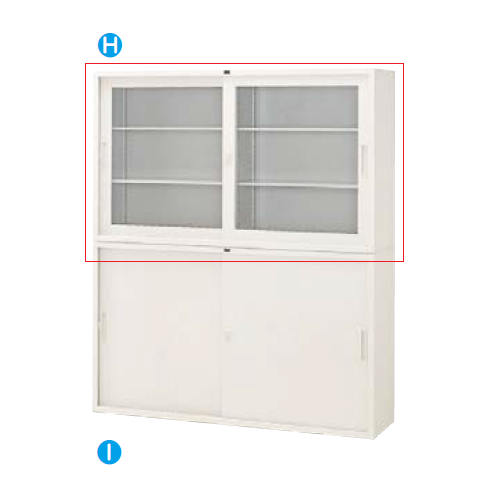 ウチダ 書庫 引違い書庫 シリンダー錠 5×3型ガラス戸 棚板4枚 北海道地区/5-860-9206