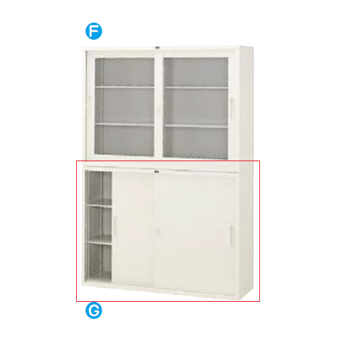 ウチダ 書庫 引違い書庫 シリンダー錠 4×3型鋼板戸 棚板2枚 北海道地区/5-860-9208