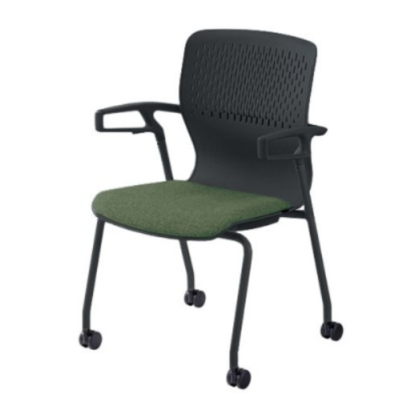 内田洋行 ミーティングチェア カゼトラチェア (Cazetora) 4本脚 背ヌード 肘付 ウレタンキャスター 6-118-1136