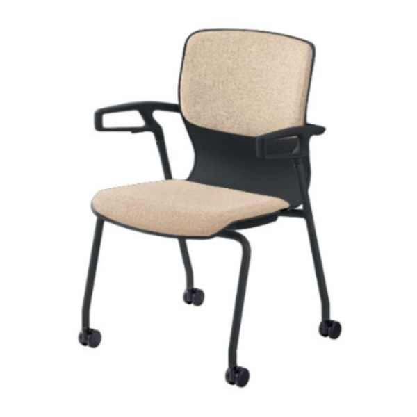 内田洋行 ミーティングチェア カゼトラチェア (Cazetora) 4本脚 背パッド 肘付 ウレタンキャスター 6-118-1634