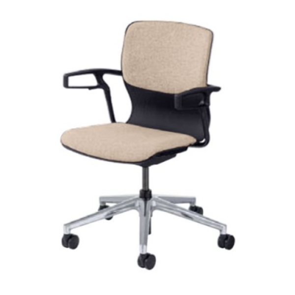 内田洋行 ミーティングチェア カゼトラチェア (Cazetora) 5本回転脚 背パッド 肘付 ナイロンキャスター 6-118-1914