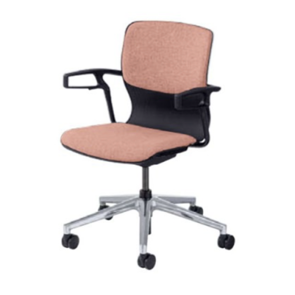 内田洋行 ミーティングチェア カゼトラチェア (Cazetora) 5本回転脚 背パッド 肘付 ウレタンキャスター 6-118-1937