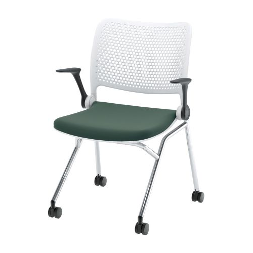 内田洋行 ミーティングチェア Blume(ブルーメ)チェア 背ヌードタイプ 肘付 メッキ脚 6-121-2106