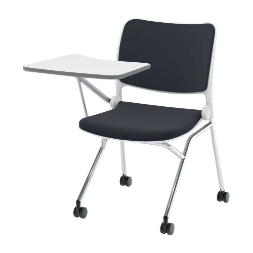 内田洋行 ミーティングチェア Blume(ブルーメ)チェア 背パッドタイプ テーブル付 メッキ脚 6-121-2220