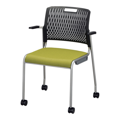 ウチダ ミーティングチェア MF-280シリーズ キャスター脚 ビニールレザー張り 肘付 MF-281CA B/6-111-2266