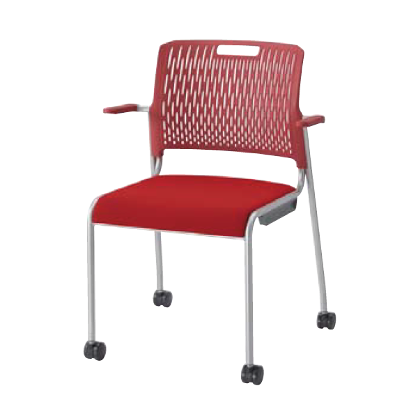 内田洋行 ミーティングチェア MF-280シリーズ キャスター脚 布張り 肘付 6-111-2998