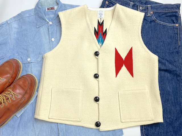 ORTEGA's（オルテガ）　83DXRG-4216　カスタムオーダー（デッドストック）チマヨベスト　サイズ42　ナチュラルホワイト