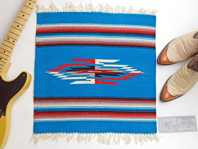 Ganscraft　デッドストック・チマヨブランケット　GB2020-013　50x50cm　ターコイズブルー