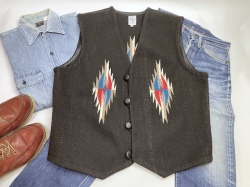 【限定生産ビッグサイズ＆カラー　2000年代初頭ビンテージ　クローゼット・コンディション】 Ortega's オルテガ　83RG-4818　手織りチマヨベスト  サイズ48　ブラック