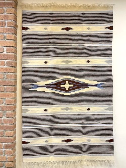 【当店オリジナル】　MK-WORK-106　『ハイブリッド・リオグランデ・ストライプ』ブランケット　1825 x 1085 mm　ヘザーグレー x ミディアムブラウン