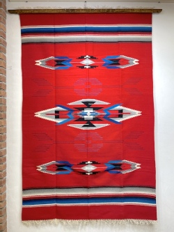 Ganscraft　1950年代後半製　デッドストック・チマヨブランケット　GB5484-004　136x213cm　スカーレットレッド