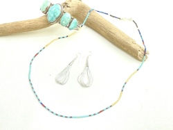 サントドミンゴ　34-0350-D　デルファニータ・カラバザ作　ウルトラマイクロHeishi（ヒシ＝ビーズ）ネックレス　全長630mm