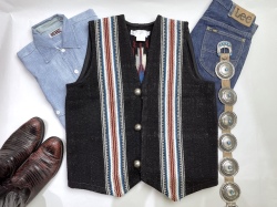 NAMBE WEAVER（ナンベ・ウィーバー）手織りチマヨベスト　NW-V38037　ポインテッドフロント　サイズ38　ブラック