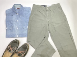 【 LANDS’ END時代初期 1990年代初期 アメリカ製 イーグルラベル ビンテージ 】 Willis & Geiger　WG-P003　340ブッシュポプリン・ファティーグパンツ　W28 / L34　ピューター