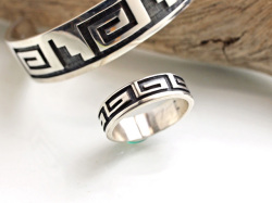 ホピ　21-0298　ダーレン・セウェイエスティワ作　ウォーターシンボル・リング　16.5号