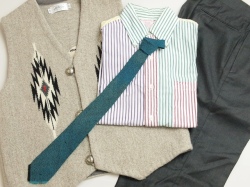 TOTEM POLE CHEROKEE N.Car　VWT-132　おそらく1950年代後半製　ビンテージ手織りウールネクタイ